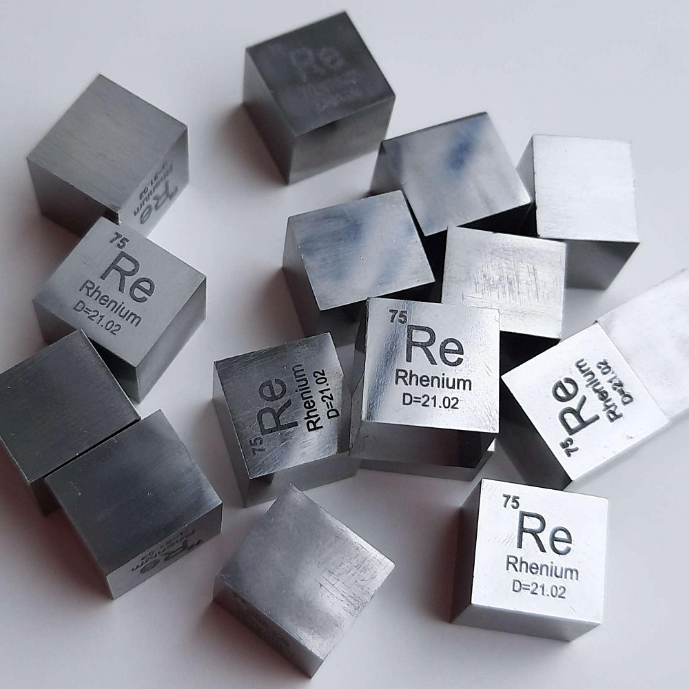 Кубик из рения (Re) 9x9x10 mm, 99,9%, 14 гр, зеркальный.