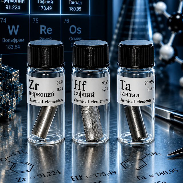 Набор редких переходных металлов Zr, Hf, Ta в баночках