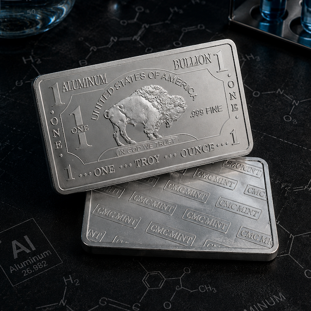 Алюминиевый слиток 1 унция 99,9%, 2х45х80 мм