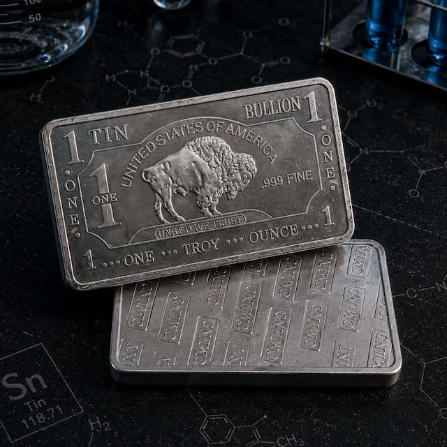 Оловянный слиток 1 унция 99,9%, 3х28х50 мм