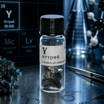 Иттрий (Y), 99,95%, 3 гр. – в стеклянной баночке.