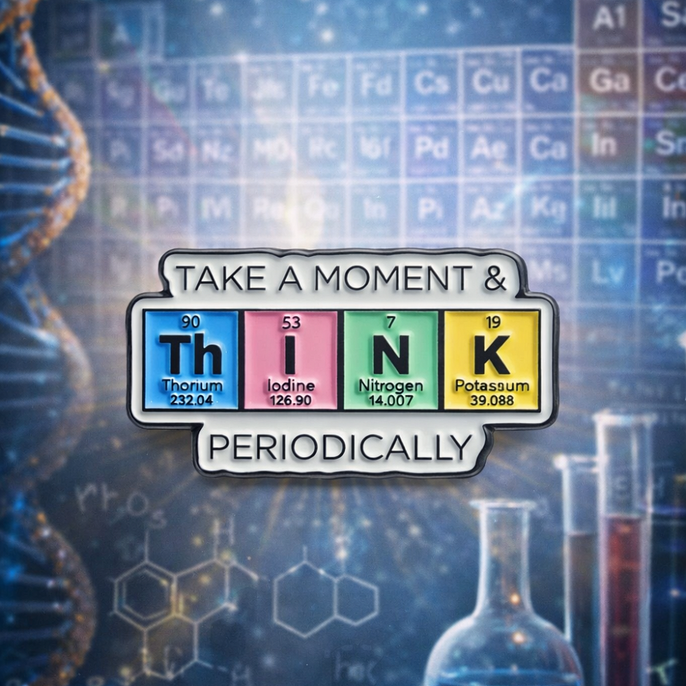 Металлический химический значок ThINK periodically, 15х30 мм