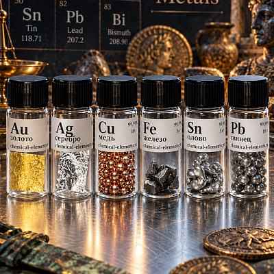 Древние металлы (Au, Ag, Cu, Fe, Sn, Pb)