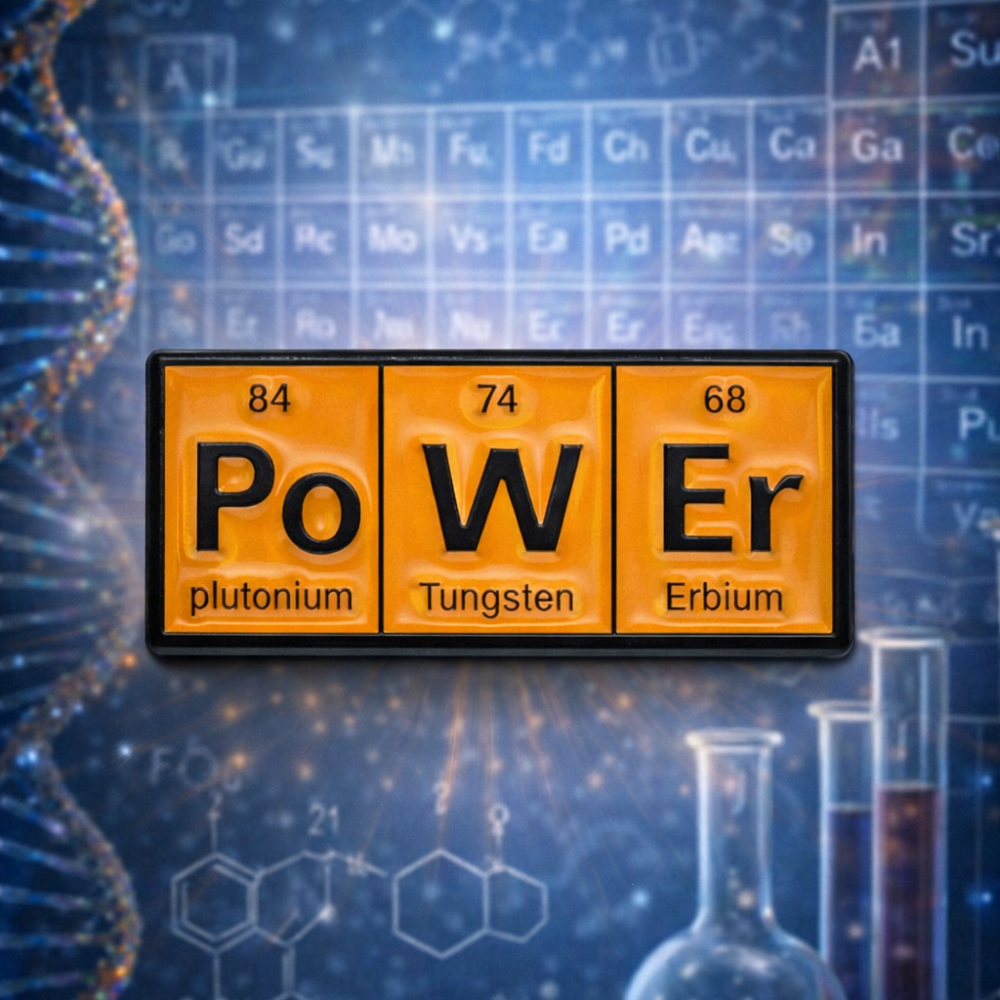 Металлический химический значок PoWEr, 13х40 мм