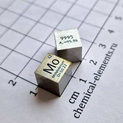 Молибденовый кубик (Mo), 99,95, 10х10 мм.